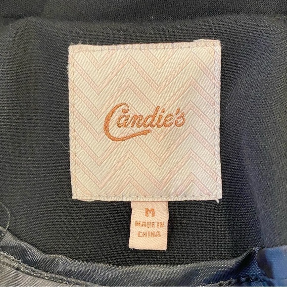 Candie's women's size Medium Black open front blazer jacket lined front pockets - Picture 6 of 6